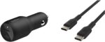 Belkin USB-C PD Car Charger 36W (Dual 18W USB-C Power Delivery Car Charger & USB-C to USB-C Cable, USB Type-C Cable (3.3ft/1m, Black - Image 2