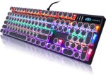 Camiysn Typewriter Style Mechanical Gaming Keyboard, Black Retro Punk Gaming Keyboard with RGB Backlit, 104 Keys Blue Switch Wired Cute Keyboard, Round Keycaps for Windows/Mac/PC - Image 2