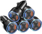 Car Charger Adapter 5 Pack, Bangfun 65W Multi Port 12V USB C & USB A Car Charger PD+QC 3.0 Fast Charging Cigarette Lighter USB Adapter Plug for iPhone 16 15 14 13 Pro Max iPad Samsung Android(Black) - Image 2