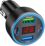 Car Charger USB C, 78W 4 Port Fast Charging Car Phone Charger Adapter, Dual USB-C & USB-A Cigarette Lighter Adapter with Voltmeter Type C Vehicle Accessories for iPhone 16 15, iPad, Samsung, Android - Image 2