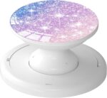 Cell Phone Grip Holder for iPhone, Purple Cute Glitter, Sticky Pads for Base, Silicone Hand Stand Ring - Image 2