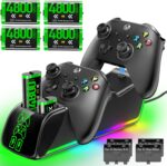Controller Charger Station with 4 x 4800mWh Rechargeable Battery Pack for Xbox Series/One X|S, RGB Controller Charging Dock with Rechargeable Batteries for Xbox Series Skins - Image 2
