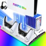 Cooling Station for PS5/PS5 Slim Disc & Digital Console, PS5/PS5 Slim Stand Cooling Stand with RGB Controller Fast Charging Station for PS 5 Console Accessories with Cooling Fan - Image 2