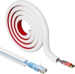Cord Hider Raceway Kit, 118 inch Wall Cable Hider for 1 Cable, Silicone Material Hiding Wall Mount TV Powers Cords in Home Office, W0.59 H0.39in White - Image 2