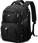 DUSLANG 50L Travel Laptop Backpack for Men Women, Extra Large Heavy Duty Big Carry on Backpack for Weekend Airline Approved Fits 17 Inch Computer, Black - Image 2
