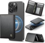 Defencase for Magsafe Wallet Magnetic Card Holder RFID Blocking, PU Leather Minimalist Phone Wallet Compatible with MagSafe Phones and Cases for iPhone 16/15/ 14/13/ 12/ Pro/Max/Plus, Black - Image 2