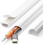 Delamu 42.5in Self-Adhesive Cable Hider Kit - 3 x 14.2in Curved Cord Hider, Seamless Cord Covers for Wires on Wall, Wire Hiders Wire Covers for Cords Wall Mount TV, Baseboard & Floor Cable Management - Image 2