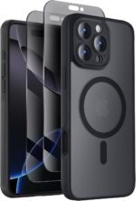 Designed for iPhone 16 Pro Case, Compatible with MagSafe, with Privacy Screen Protectors X2, [Camera Protection] [15FT Military Drop Protection] Shockproof Phone Case, 2024, Black - Image 2