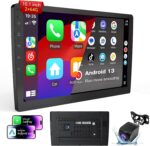 Double Din Android 13 Car Stereo Receiver - 10.1" Universal HD Touchscreen w/64GB, Built-in GPS & Backup Camera, Bluetooth 4.1, Supports CarPlay/MirrorLink (1990-2023 Vehicles) - Image 2