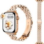 Dressy Rose Gold iWatch Bands for Women - Compatible with Apple Watch Series 10-1/SE/Ultra, Fits 38mm 40mm 41mm 42mm 44mm 46mm - Luxury Designer Bracelet, Elegant Stylish Strap - Image 2