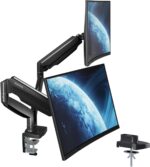 Dual Monitor Desk Mount up to 35 inches Screens, Max 28.6lbs Each, Heavy Duty Ultrawide Monitor Arm,Full Motion Height Adjustable Gas Spring Monitor Stand for 2 Screens, VESA 75x75mm&100x100mm - Image 2