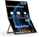 Dual Portable Monitor, 15.6" 1080P FHD IPS Folding Stacked Triple Laptop Screen Extender, USB-C Plug & Play Travel Extended Computer Display for Laptop PC Windows Mac/Stand - Image 2