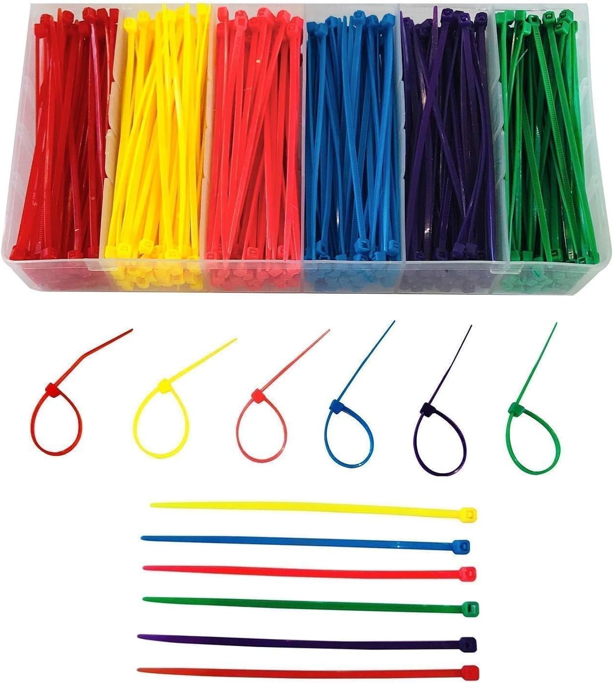 ELECALL 480pcs 4 Inch Small Nylon Colored Zip Ties - 250 Lbs Tensile Strength, Multicolor (6 Colors-Yellow, Blue, Red, Green, Pink, Purple) for Chicken Leg ID & Wreath Crafting​ & Deco Mesh - Image 2