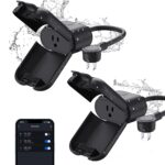 ELEGRP PQR10 Outdoor Smart Plug Waterproof IP66, WiFi Plug Compatible with Alexa & Google Assistant, Smart Outdoor Outlet for String Lights, No Hub Required, 1875W Max, UL Certified, 2 Pack, Black - Image 2