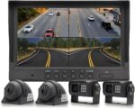 EVERSECU Car Backup Cameras System with 9'' Quad Split Monitor for RV Trailer Semi Truck Camper Bus & 4 AHD 1080P Rear&Side View Cameras with DVR Record Function Night Vision IP69 Waterproof - Image 2