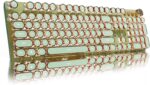 EWEADN V20 Typewriter Keyboard Wireless, 104 Keys Typewriter Style Mechanical with White Backlit, Media Knob, Pink Switch 2.4G/Bluetooth/USB-C Wired Retro Full Size Keyboard for Windows/Mac/PC-Green - Image 2
