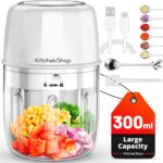 Electric Garlic Chopper, 300ML Portable Cordless Mini Food Processor, Rechargeable Vegetable Chopper Blender for Nuts Chili Onion Minced Meat and Spices BPA-Free(White) - Image 2