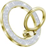 Fashionable Magnetic Phone Ring Holder for MagSafe, Glitter Magnet Finger Ring Grip Stand, Compatible with PopS0ckets, for iPhone Kindle and Cell Phones, Gold - Image 2