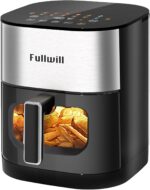 Fullwill Vision Pro 6QT Air Fryer with Large Square Viewing Window,Base and Upper Heating,12 Presets for Chicken Wings,Steak,Fries,Pizza and More,Non-Stick and PFOA-Free,Fast and Oil Free Cooking - Image 2
