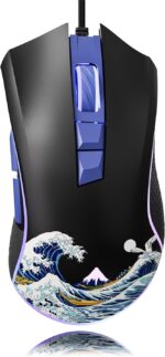 HITIME XVX Wired Gaming Mouse, 12000 DPI RGB Mouse with 12 Backlit Modes & 7 Macro Buttons, PC Gaming Mice Support DIY Keybinding, Gamer Computer Mice for Laptop PC Mac Windows, Kanagawa - Image 2