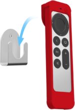 IFCASE Silicone Shockproof Case for Apple TV 4K 2021/2022 Siri Remote Compatible with AirTag, Wall Mount (Red) - Image 2