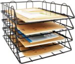 JIARI 4 Pack Desk Organizer Stackable Letter Tray Paper Organizer, Metal Desk Organizer Tray for Letter/A4 Paper Storage, for Office Supplies (Black 4 Pack) - Image 2