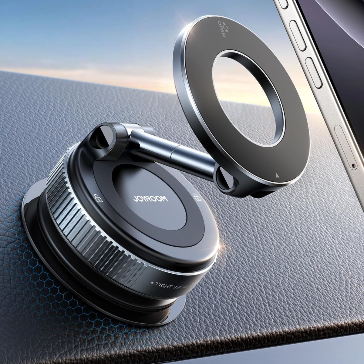 JOYROOM Magsafe Suction Cup Phone Mount, Vacuum Magnetic Phone Holder for Car, 360° Metal Strut Magsafe Car Mount for iPhone 16 Pro Max Plus/iPhone 15 14 13 12 & Android Magsafe Case, Dark Blue - Image 2