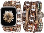JR.DM Boho Beaded Watch Band Women Compatible with Apple Watch Band 38mm 40mm 41mm 42mm(S10) Brown Stone Bracelet Adjustable Handmade Braided Rope Watch Strap for iWatch Series 10/9/8/7/6/5/4/3/2/1/SE - Image 2