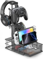 KDD Headphone Stand with Drawer - Headset & Controller Holder for Desk - Aluminum Supporting Bar Earphone Stand with Cable Organizer - Universal Gaming PC Accessories Storage - Image 2