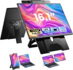 Laptop Screen Extender 16.1", 1200P FHD, Portable Monitor 360° Rotating Detachable Stand, Height Adjustable Laptop Monitor Extender for Laptop 13-17.5", Plug-Play for Tablet, PC, Phone, etc - Image 2