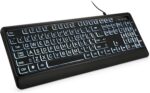 Large Print Backlit Keyboard, USB Wired Computer Keyboard, Full Size Keyboard with White Illuminated LED Compatible for Windows Desktop, Laptop, PC, Gaming, Black - Image 2