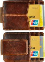 Le'aokuu Rfid Blocking Mens Cowhide Money Clip Credit Card Case Handy Slim Wallet Magnet (A Rfid Coffee) - Image 2