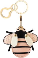 Leather Airtag Keychain Case Holder,Cute Protective Apple Air Tag Cover with Key Ring,Anti-Scratch Hidden Finder GPS Tracker Case for Wallet Keys,Bag,Pets,Backpack(Bee) - Image 2