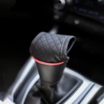 Leather Car Gear Shift Cover,Anti-Slip Automatic Shift Knob Cover Car Decoration,Universal Car Accessories for Women Interior Effectively Protects Stick Shift Knob (Black/Red) - Image 2