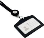 Leather ID Badge Lanyard with AirTag Holder – Apple AirTag Compatible Tracker for Safety – Secure and Stylish ID Case - Image 2