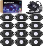 MICTUNING 2025 Upgraded CM RGB LED Rock Lights Kits - 12 Pods Multicolor Neon Light Waterproof Underglow Lighting Kit with APP Control & Flashing & Music Mode - Image 2