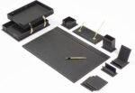 MOOGCO Bonded Set - Desk Accessories - Leather Desk Organizer - Bonded Leather Set - Office Desk Accessories - Home Office Accessories - Desk Supplies - Leather Desk Set - Office Accessories - Image 2