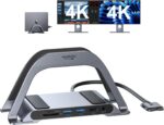 MacBook Pro Docking Station Dual Monitor 4K@60Hz HDMI, USB C Docking Station Vertical 100W Power Adapter for MacBook Pro/Air with USB 3.0, SD&microSD,Ethernet, Audio - Image 2