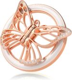 Magnetic Phone Grip for MagSafe, Butterfly Phone Grip Holder Finger Kickstand, Adapter Ring for MagSafe Included (Rosegold White) - Image 2