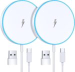 Magnetic Wireless Charger 15W 2 Pack Fast Mag Safe Charger for iPhone 16 Pro Max/16 Pro/16 Plus/16/15/14/13/12 Series Charging Pad for AirPods Series LED Magnet Charging Pad - Image 2