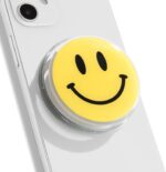 Magsafe Compatible Mobile Phone Grip Stand Holder Cute Smile Face Shape Expandible Collapsible for Kindle Smartphone Tablet Cell Phone Accessory (Yellow) - Image 2