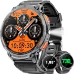 Military Smart Watch for Men 1.85" HD Touch Screen 730mAh Battery Smart Watches with LED Flashlight for Android iOS （Bluetooth Call Answer/Dial Calls） Fitness Tracker with Heart Rate Blood - Image 2