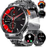 Military Smart Watches for Men with Bluetooth Call, 1.85" HD Screen Waterproof smartwatch with Flashlight, 114 Sport Modes, 730mAh Heart Rate/SpO2/Sleep Monitor Fitness Tracker for iOS Android - Image 2
