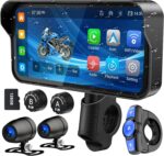 Motorcycle Dash Cam, Motorcycle Carplay/Android Auto, Motorbike TPMS GPS Navigation System, 6.25" IP67 Waterproof Touchscreen, Remote Control, Loop Recording, Support Siri, Free 128G SD Card - Image 2