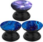 Multi-Functional Grip Mobile Phone Stands and Finger Holder (3 Pack) - Blue Nebula Galaxy and Marble with Purple and Gold-Color Accents - Image 2
