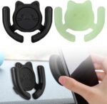 Multi-Surface Holder Car Mount 2 Pack Compatible for Popsocket Grip Holder for Pop Mount Device Support Accessory Desk Wall Mount Cute Cat Strong Adhesive Stick Pad, Black & Glow in The Dark - Image 2