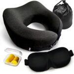 Neck Pillow Airplane,Travel Pillow Memory Foam,Neck Support Pillow,Adjustable Memory Foam,Neck Pillow with Breathable Cover for Comfort,Includes 3D Sleep mask,earplugs Box,Car,Office,Home - Image 2