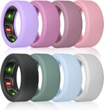 NewJourney Compatible with UltraHuman Ring Cover, Oura Ring Gen 4/3 Cover | 8 Pack Elastic Silicone Protector for Workouts (M, Violet/Grape/Raisin/BeanPink/LightBlue/Green/Grey/Black) - Image 2