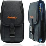 Nylon Cell Phone Pouch Belt Holster Compatible with iPhone 16 Plus/Pro Max/15 Plus, Galaxy S24/S25 Ultra Durable Canvas Phone Holder with Belt Loop for Phones with Otterbox Case (Large) - Image 2
