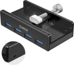 ORICO USB 3.0 Hub, USB Hub Clamp, Aluminum 4-Port USB Splitter with Extra Power Supply Port and 4.92 FT USB Data Cable, Desktop Powered USB Hub for Monitors/Desks-Black (Without Power Adapter) - Image 2